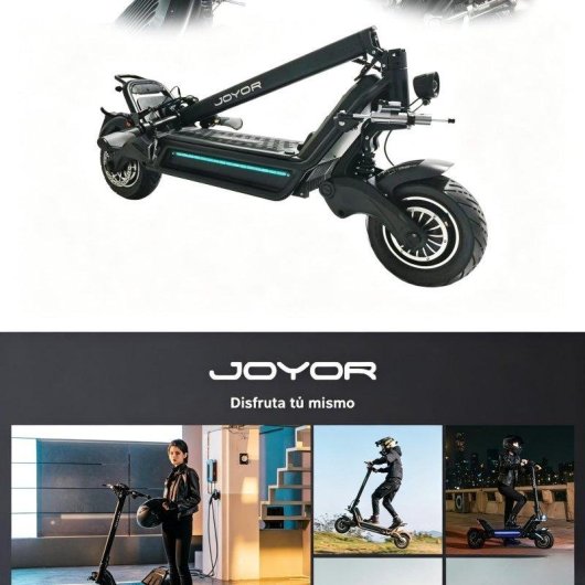 Patinete eléctrico Joyor Motor Dual 1600W Autonomía 100km Ruedas 11" Negro