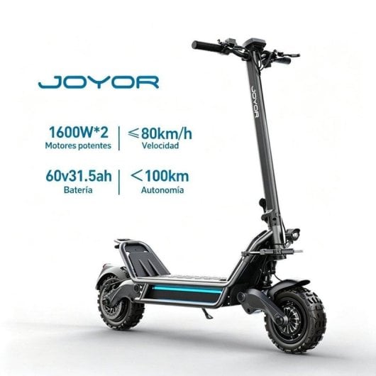 Patinete eléctrico Joyor Motor Dual 1600W Autonomía 100km Ruedas 11" Negro