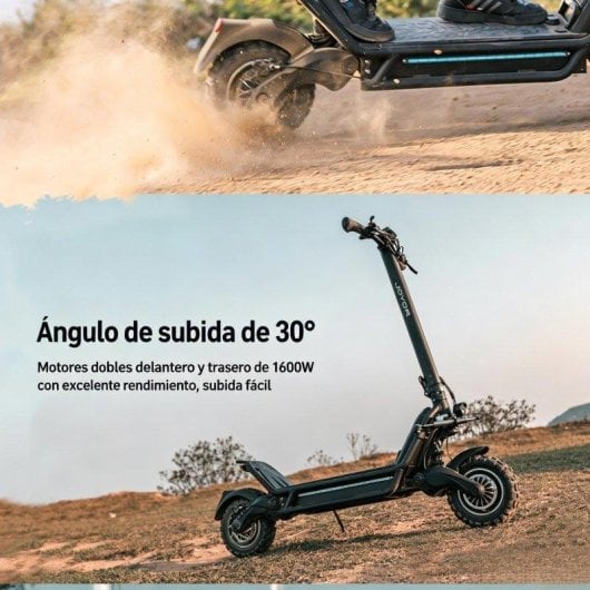 Patinete eléctrico Joyor Motor Dual 1600W Autonomía 100km Ruedas 11" Negro