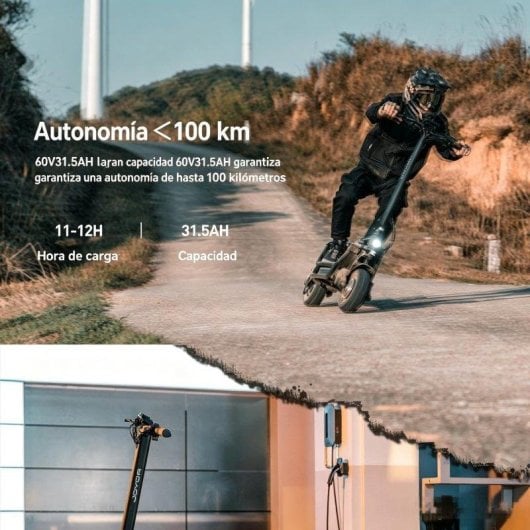 Patinete eléctrico Joyor Motor Dual 1600W Autonomía 100km Ruedas 11" Negro