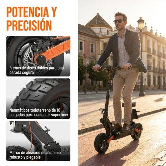 Patinete eléctrico Joyor 800W Autonomía 80km Neumáticos 10" Suspensión frenos disco