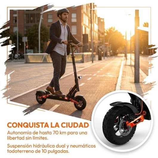 Patinete eléctrico Joyor 600W Autonomía 70km Ruedas 10" Frenos mecánicos Negro