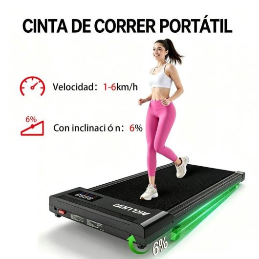 Cinta de correr AKLUER plegable 2.5HP inclinación 6% pantalla LED