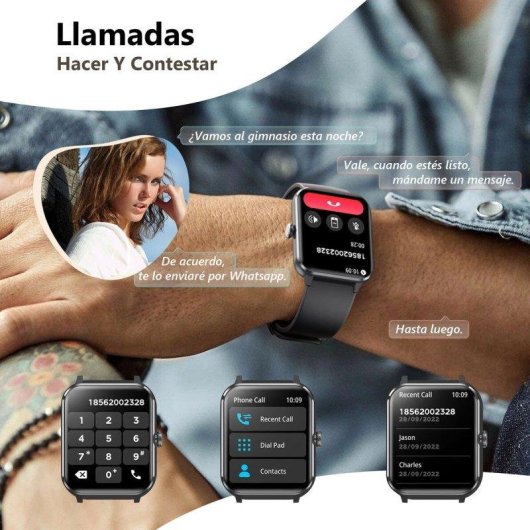 Blackview Smartwatch Bluetooth 5.3 1,85" Negro Correa S/M