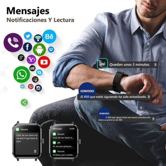 Blackview Smartwatch Bluetooth 5.3 1,85" Negro Correa S/M
