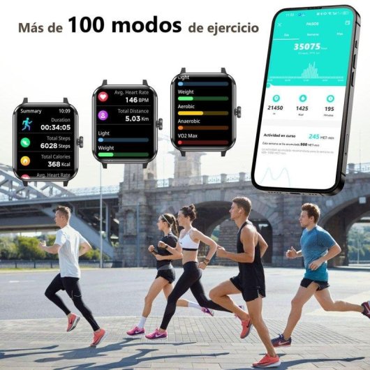 Blackview Smartwatch Bluetooth 5.3 1,85" Negro Correa S/M