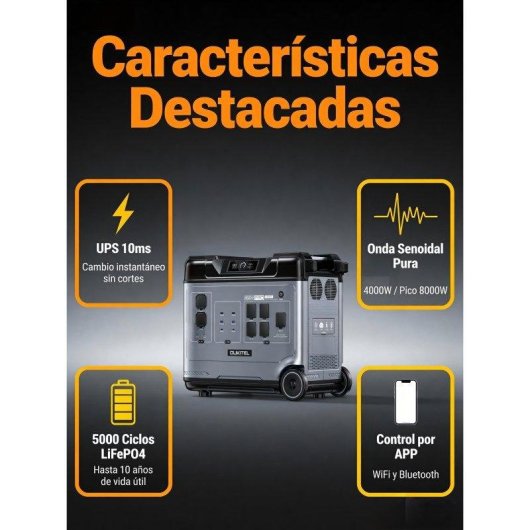 Station d’énergie Oukitel P5000E Pro 5120Wh 5 ports AC/DC/USB Batterie LiFePO4 WiFi Bluetooth