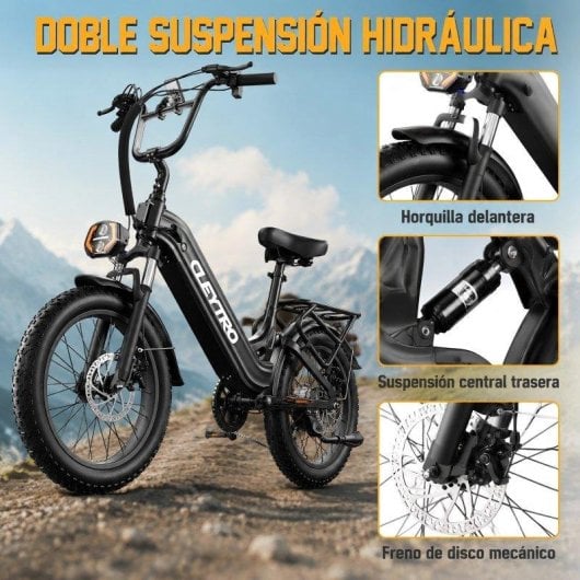 Bicicleta Eléctrica Cleytro 500W 48V 15.6Ah 20" Autonomía 40-50 km