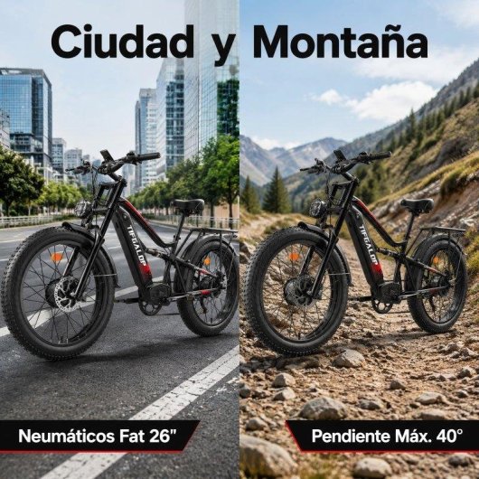 Bicicleta Eléctrica Tifgalop Doble Motor 52V 21Ah Neumáticos Fat 26"