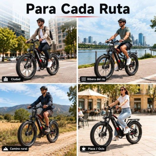 Bicicleta Eléctrica Tifgalop Doble Motor 52V 21Ah Neumáticos Fat 26"