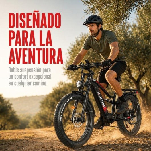 Bicicleta Eléctrica Cleytro 750W 48V 18Ah 26" Fat Bike Doble Suspensión