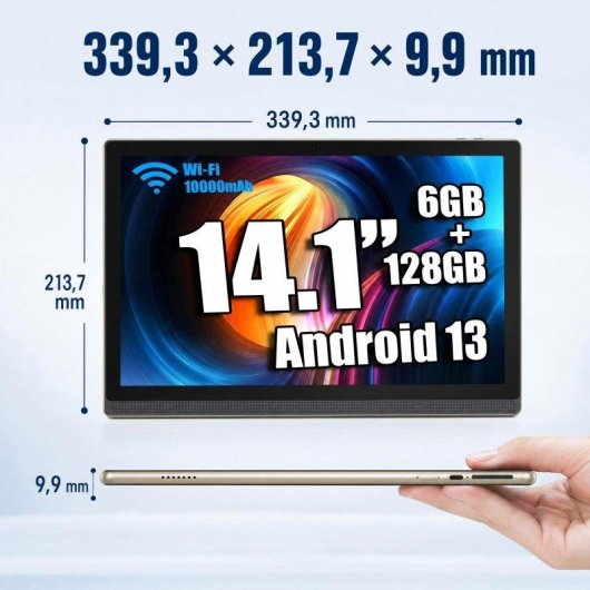 Tablette Meswao B1 Wi-Fi 14,1" 6 Go 128 Go Doré Caméra
