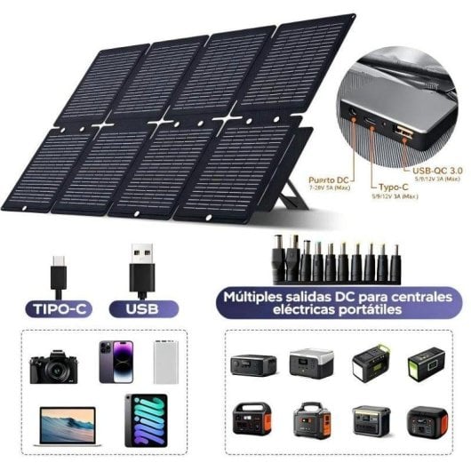 Panel Solar Lionshee 60W 10 Puertos DC USB Tipo-C Plegable IP67