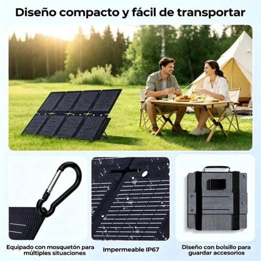 Panel Solar Lionshee 60W 10 Puertos DC USB Tipo-C Plegable IP67
