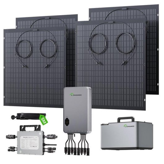 Panneau Solaire Lionshee Kit 800W Micro-onduleur Batterie 1024Wh 4 Panneaux Flexibles