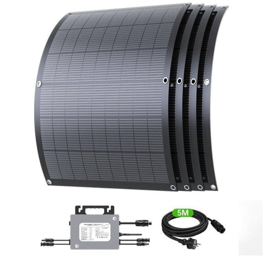 Panel Solar Flexible Lionshee Kit Solar Balcón 800W 4 Paneles Microinversor WiFi IP67