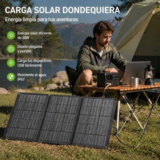 Panel Solar Lionshee 30W 2 Puertos USB y Type-C Plegable IP67