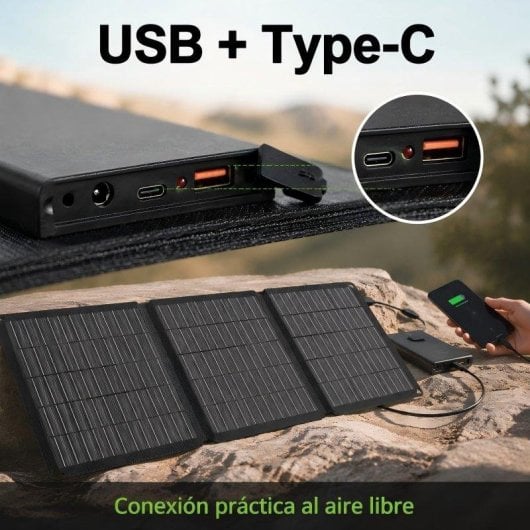 Panel Solar Lionshee 30W 2 Puertos USB y Type-C Plegable IP67