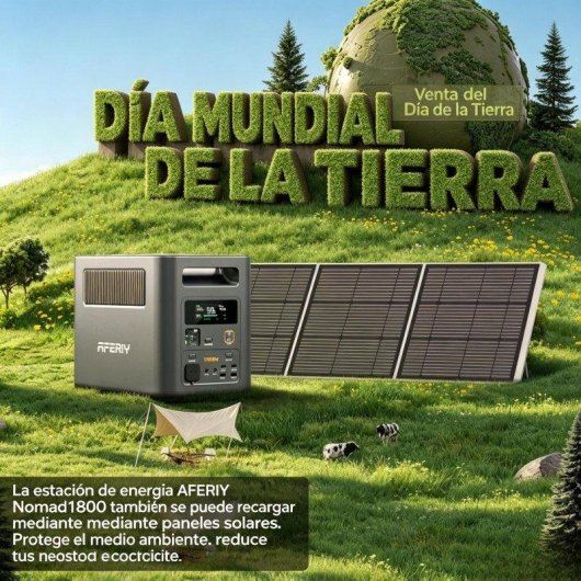 Stazione di energia AFERIY Nomad1800 + 1024Wh 9 porte AC/DC/USB Batteria LiFePO4 Ricarica solare veloce