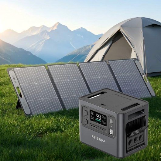 Stazione di energia AFERIY Nomad1800 + 1024Wh 9 porte AC/DC/USB Batteria LiFePO4 Ricarica solare veloce