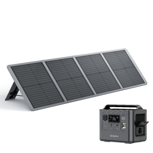 Estação de energia AFERIY 512Wh 8 portas AC/DC/USB Bateria LiFePO4 Painel solar 100W