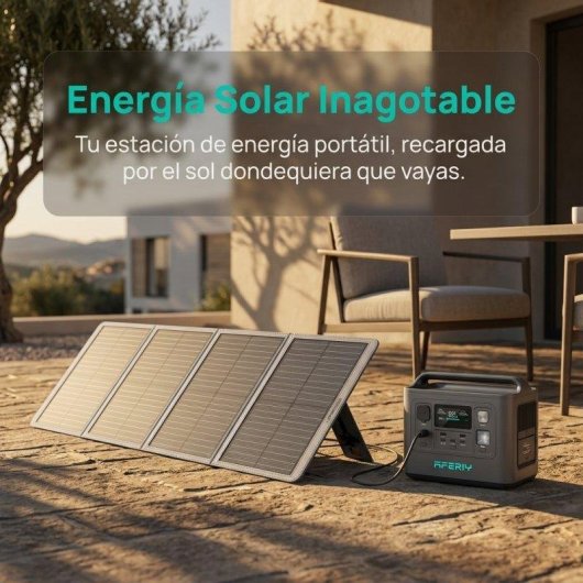 Estação de energia AFERIY 512Wh 8 portas AC/DC/USB Bateria LiFePO4 Painel solar 100W
