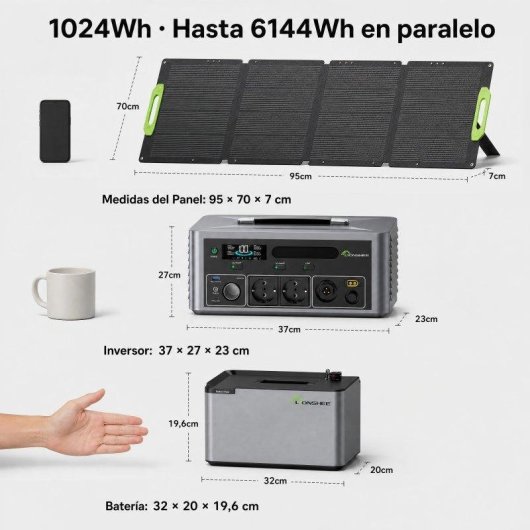 Générateur Solaire Lionshee 400W Pliable 2500W Inverseur Batterie 1024Wh IP67
