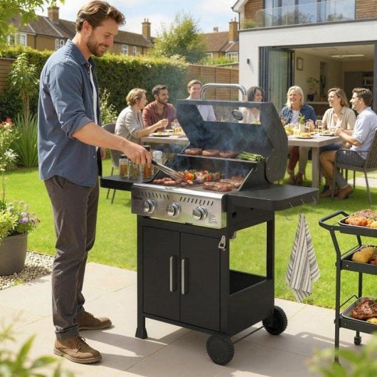 Barbacoa de Gas Welltin 3 Quemadores 7,5 kW con Plancha y Parrilla