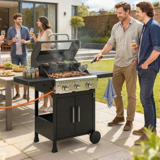 Barbacoa de Gas Welltin 3 Quemadores 7,5 kW con Plancha y Parrilla