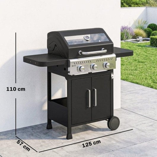 Barbacoa de Gas Welltin 3 Quemadores 7,5 kW con Plancha y Parrilla