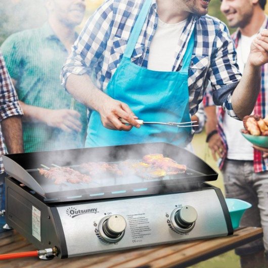 Plancha de Gas Sobremesa Welltin 2 Quemadores 6kW Acero Inoxidable Portátil