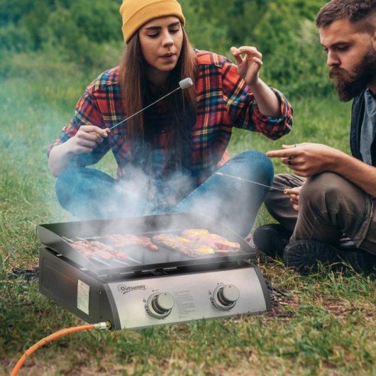 Plancha de Gas Sobremesa Welltin 2 Quemadores 6kW Acero Inoxidable Portátil