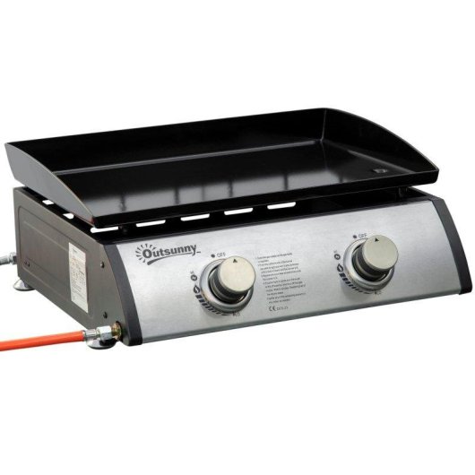 Plancha de Gas Sobremesa Welltin 2 Quemadores 6kW Acero Inoxidable Portátil