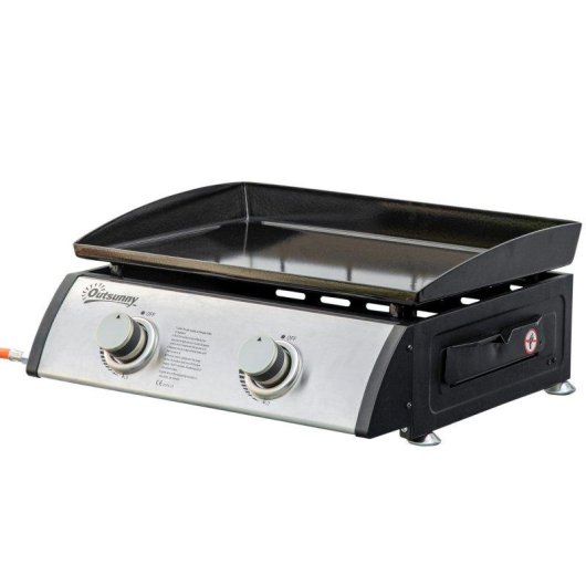Plancha de Gas Sobremesa Welltin 2 Quemadores 6kW Acero Inoxidable Portátil