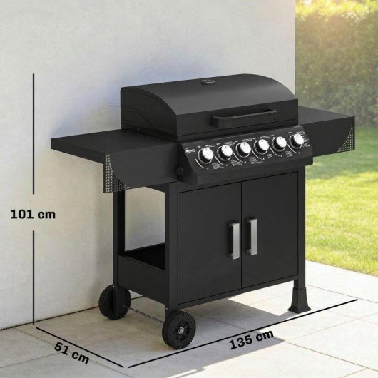 Barbecue a Gas Welltin 6 Bruciatori Termometro Armadio