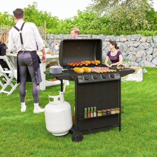 Barbacoa de Gas Welltin 4 Quemadores con Quemador Lateral Termómetro