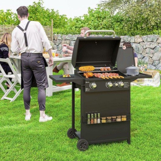 Barbacoa de Gas Welltin 3 Quemadores Lateral Termómetro 123x58x98 cm