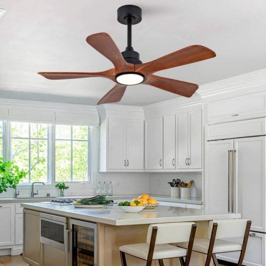 Ventilateur de Plafond avec Lumière Welltin EU42SH-5020BK-1L 42'' 6 Vitesses DC Silencieux Télécommande LED Réglable Hiver