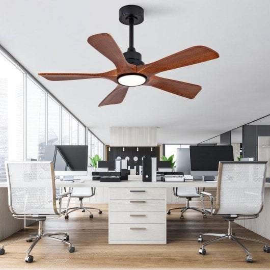 Ventilateur de Plafond avec Lumière Welltin EU42SH-5020BK-1L 42'' 6 Vitesses DC Silencieux Télécommande LED Réglable Hiver