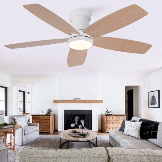 Ventoinha de Teto com Luz Welltin EU42WH-5028WH-1L 42" Motor DC Silencioso 6 Velocidades Comando
