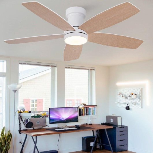 Ventoinha de Teto com Luz Welltin EU42WH-5028WH-1L 42" Motor DC Silencioso 6 Velocidades Comando