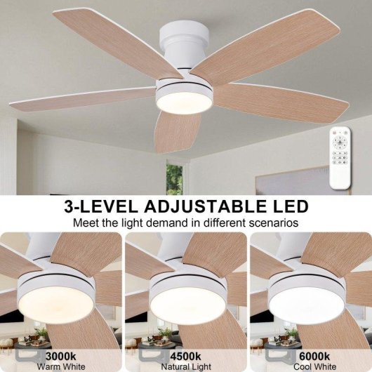 Ventoinha de Teto com Luz Welltin EU42WH-5028WH-1L 42" Motor DC Silencioso 6 Velocidades Comando