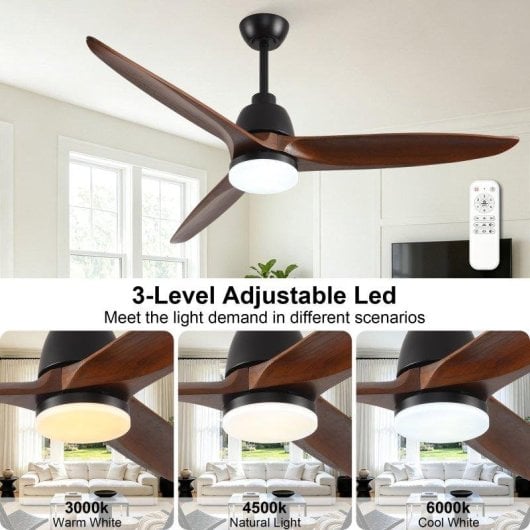 Deckenventilator mit Licht Welltin EU56SHT-1689BK-1LT 56'' DC Motor Leise 6 Stufen Fernbedienung