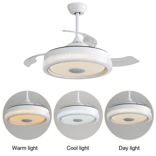 Deckenventilator mit Licht Welltin EU-KBS-Y42202 32W 107cm 6 Stufen Einklappbare Flügel Bluetooth RGB Fernbedienung