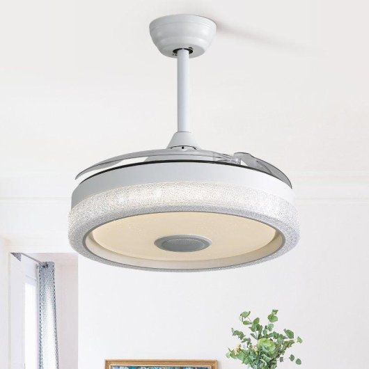 Deckenventilator mit Licht Welltin EU-KBS-Y42202 32W 107cm 6 Stufen Einklappbare Flügel Bluetooth RGB Fernbedienung
