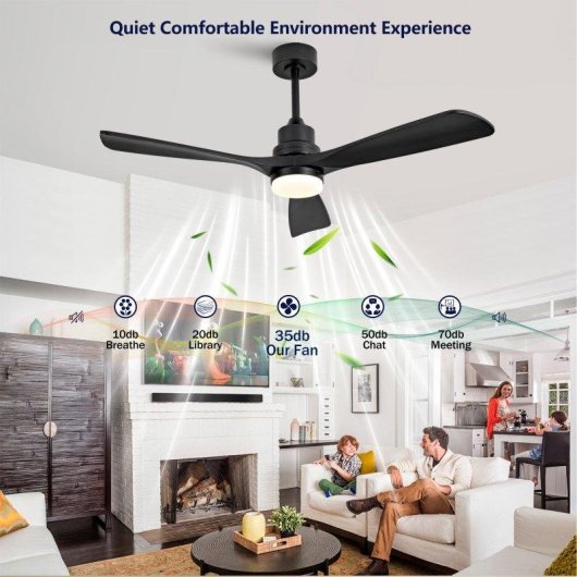 Ventilador de Techo con Luz Welltin EU52BK-1620BK-1L Motor DC 132 cm 6 Velocidades Silencioso con Mando Temporizador Función Invierno
