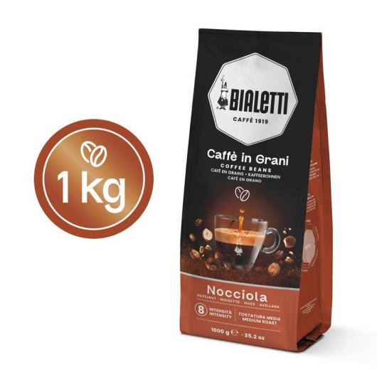 Granos de café Bialetti Nocciola 1 kg tueste medio 80% Arábica
