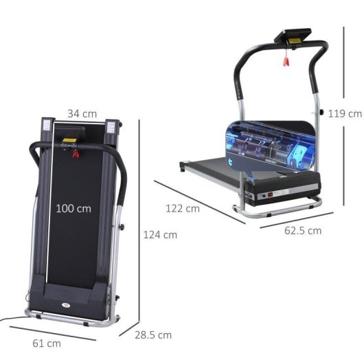 Cinta de correr eléctrica Welltin plegable 1.25 HP pantalla LCD ruedas