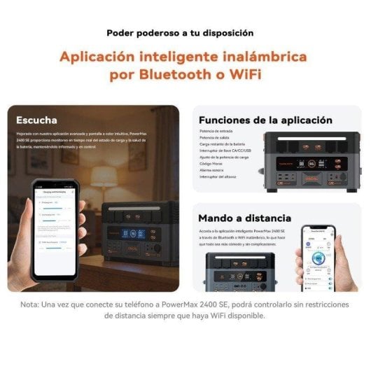 Estación de energía Oscal Powermax 2400 SE 2016Wh 4 AC y 8 USB Batería LiFePO4 App control inteligente