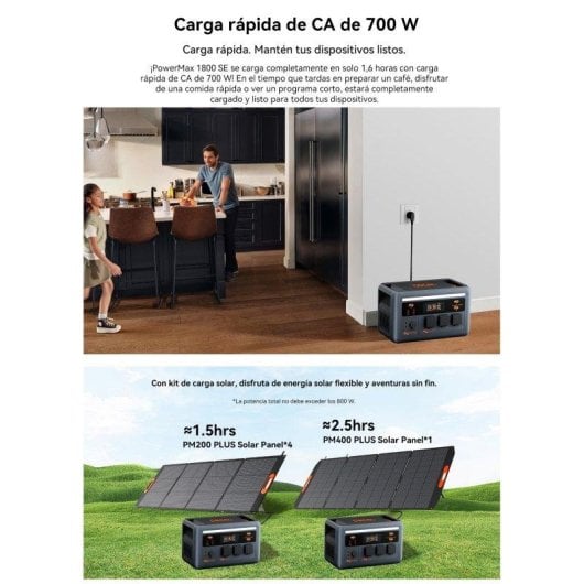 Estación de energía OSCAL Powermax1800 SE 1024Wh 11 puertos Batería LiFePO4 Panel solar 400W